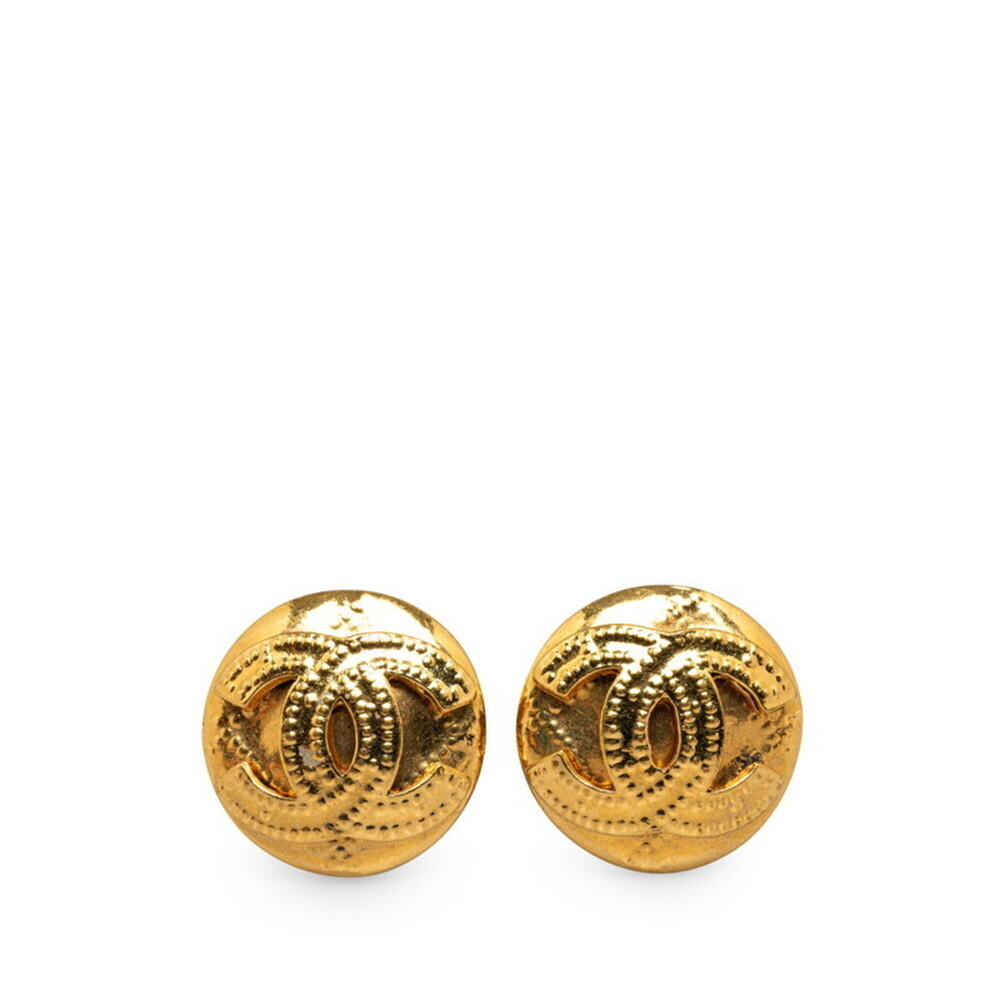 CHANEL Gold Logo Earrings